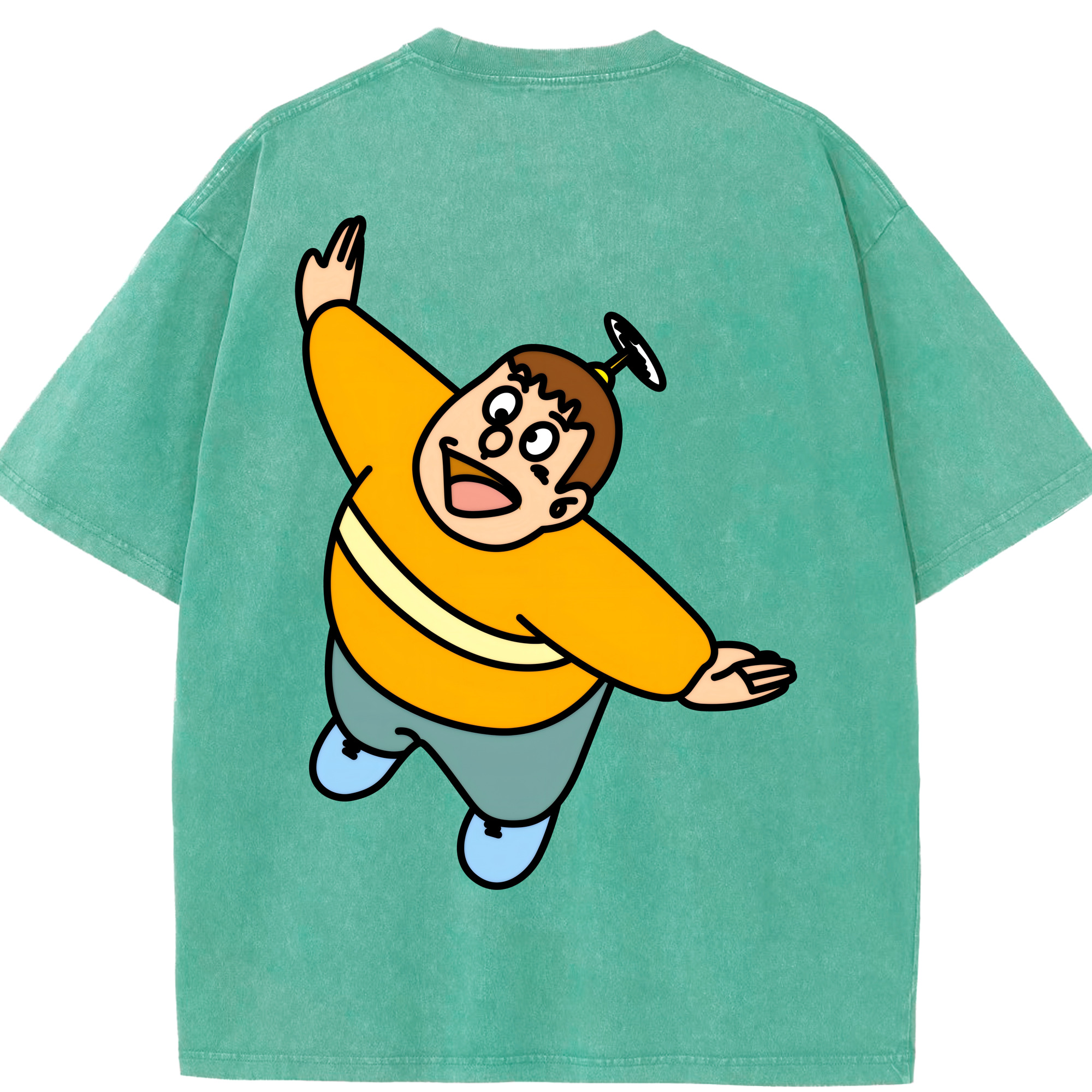 （画像用） ドラえもん 剛田武 Doraemon Gouta Takeshi 綿100% ヴィンテージ風 半袖Tシャツ（背面プリント）